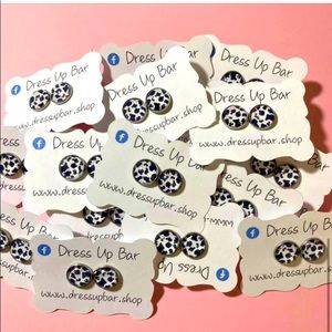 Black and White Cow Print Earrings